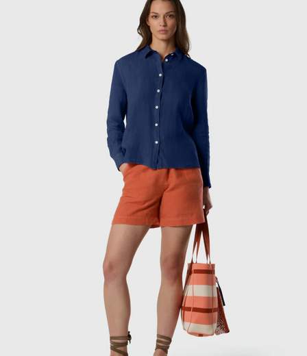 CAMICIA IN LINO CON LOGO RICAMATO