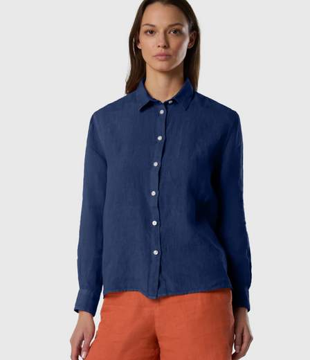 CAMICIA IN LINO CON LOGO RICAMATO