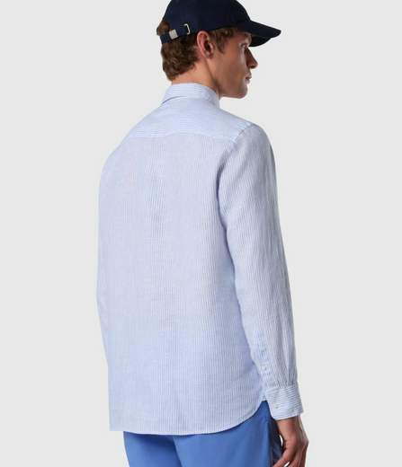 CAMICIA IN LINO A RIGHE BENGALESI