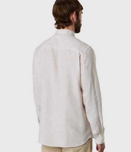 CAMICIA IN LINO A RIGHE BENGALESI