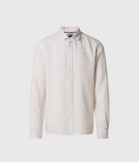 CAMICIA IN LINO A RIGHE BENGALESI