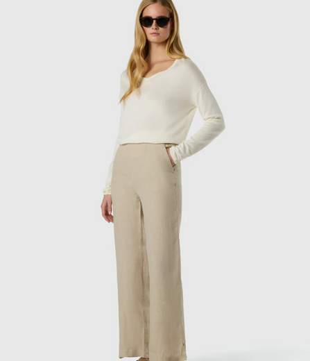 PANTALONI IN LINO CON VITA PAPERBAG