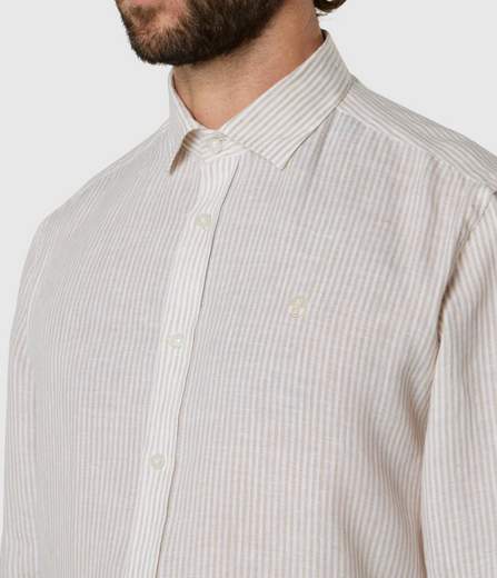 CAMICIA IN LINO A RIGHE BENGALESI