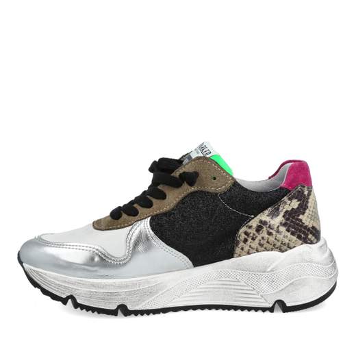 SNEAKERS UMA PARKER LINEA SUPERMOON IN PELLE ,CON FINITURE MIX DI COLORI E PITONE E SUOLA ERGONOMICA IN GOMMA.