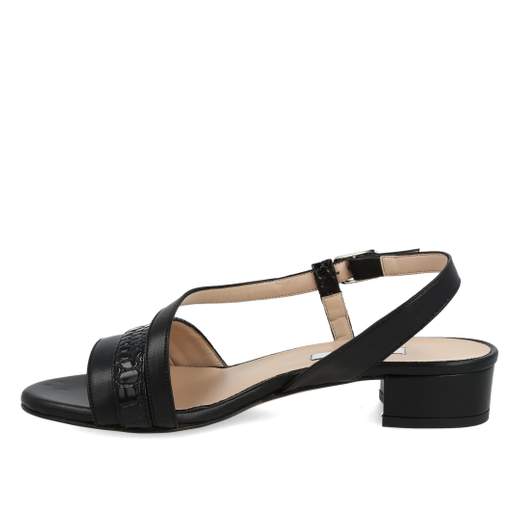 L'AMOUR SANDALI BASSO CON FASCIA BIMATERIALE PELLE/COCCO , TACCO DA 3 CM , FONDO CUOIO