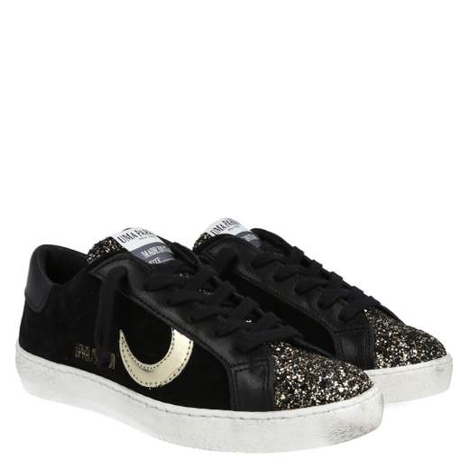 SNEAKERS UMA PARKER LINEA SUPERMOON IN CAMOSCIO E GLITTER ,CON FINITURE ORO E SUOLA ERGONOMICA IN GOMMA.