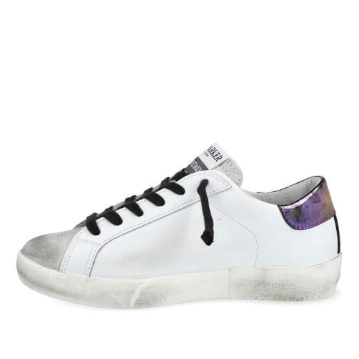SNEAKERS UMA PARKER LINEA SUPERMOON IN PELLE ,CON FINITURE LAME' VIOLA  E PITONE.SUOLA ERGONOMICA IN GOMMA.