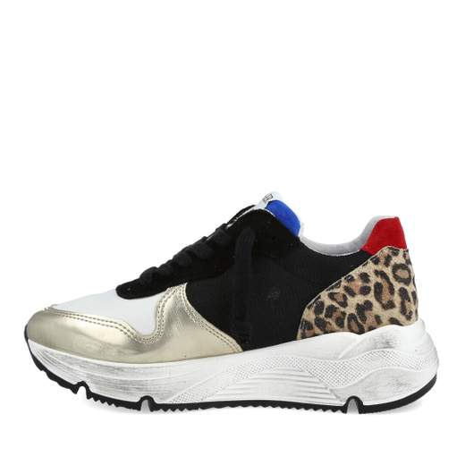 SNEAKER UMA PARKER LINEA SUPERMOON IN PELLE ,CON FINITURE ORO E LEOPARD E SUOLA ERGONOMICA IN GOMMA.