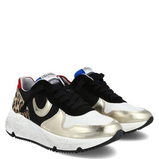 SNEAKER UMA PARKER LINEA SUPERMOON IN PELLE ,CON FINITURE ORO E LEOPARD E SUOLA ERGONOMICA IN GOMMA.