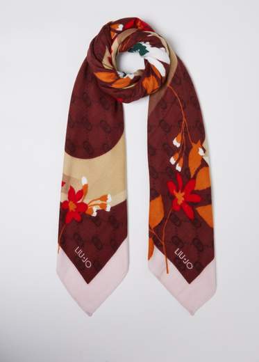 Foulard In Viscosa Stampato Floreale Liu Jo, Misura 120x120 Cm, Colore Fucsia, Per Un Look Elegante E Femminile