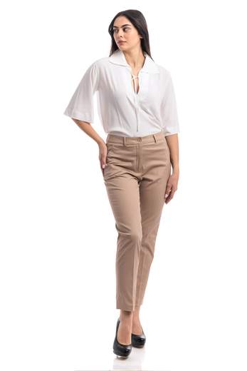 Seventy  Pantalone Slim Fit Alla Caviglia In Gabardina Di Cotone Stretch