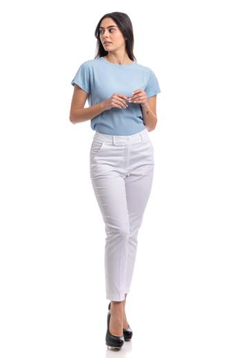 Seventy  Pantalone Slim Fit Alla Caviglia In Gabardina Di Cotone Stretch