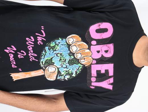 OBEY T-SHIRT OBEY THE WORLD IS YOURS HEAVYWEIGHT TEE UOMO