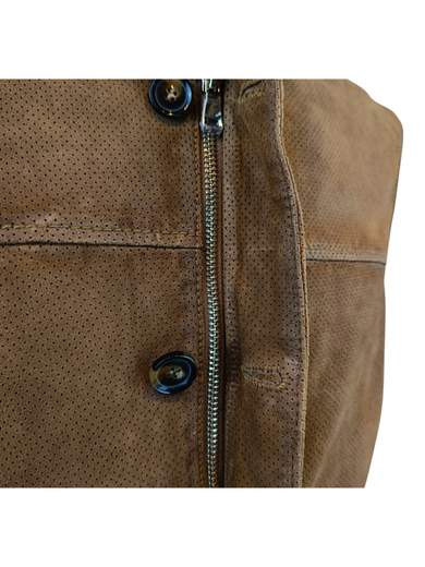 THE JACK LEATHERS GIUBBINO PELLE MICROFORATA E LINO