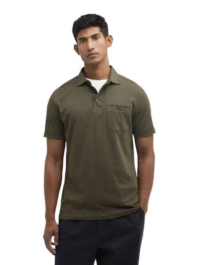 BARBOUR POLO CON TASCHINO PURO COTONE MAN. CORTA