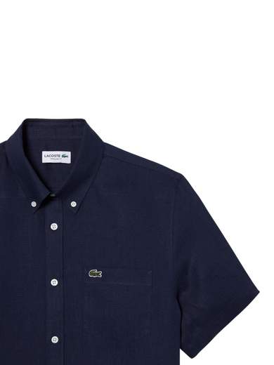 LACOSTE CAMICIA B. DOWN PURO LINO MANICA CORTA