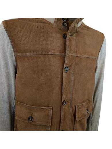 THE JACK LEATHERS GIUBBINO PELLE MICROFORATA E LINO