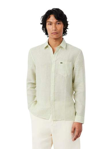 LACOSTE CAMICIA B. DOWN PURO LINO MANICA LUNGA