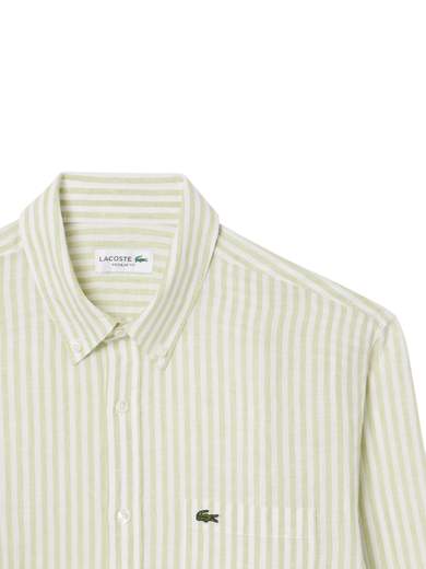 LACOSTE CAMICIA B. DOWN PURO LINO MANICA LUNGA