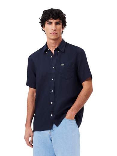 LACOSTE CAMICIA B. DOWN PURO LINO MANICA CORTA