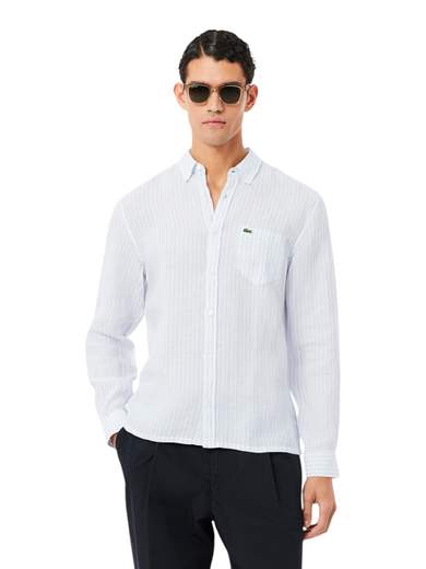 LACOSTE CAMICIA B. DOWN PURO LINO MANICA LUNGA
