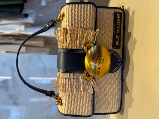 RUE MADAME PARIS TEDDY IT BAG STRAW FRINGERS