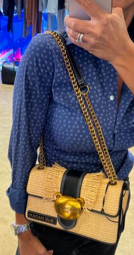 RUE MADAME PARIS TEDDY IT BAG STRAW FRINGERS