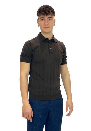 FILIPPO DE LAURENTIIS POLO A COSTE IN CREPE DI COTONE