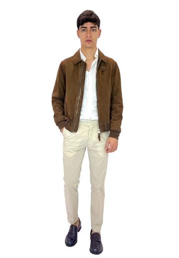 THE JACK LEATHERS GIUBBINO PERFORATO IN BURNED SUEDE