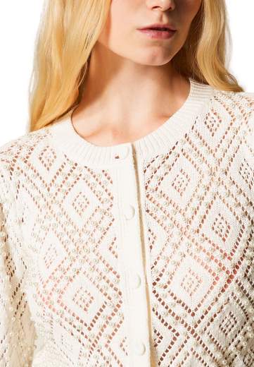 TWINSET CARDIGAN A LOSANGHE CON PERLE