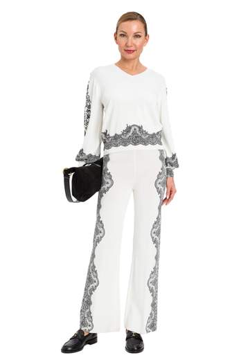 TWINSET MAGLIA STAMPA PIZZO CON SCOLLO A 