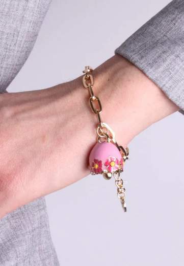 AMO CAPRI BRACCIALE CATENA CAMPANA ROSA FIORI