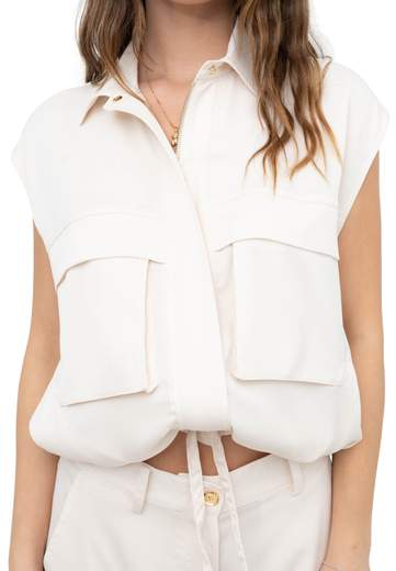 PINKO GILET SATIN MAT CON GEORGETTE