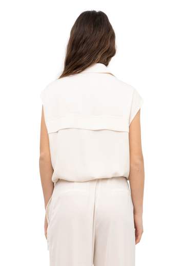 PINKO GILET SATIN MAT CON GEORGETTE