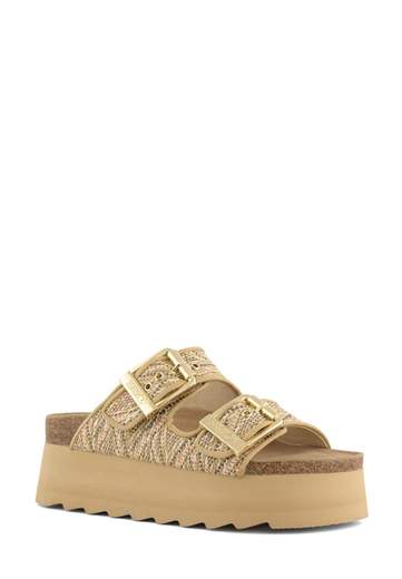 COLORS OF CALIFORNIA SANDALI PLATFORM IN RAFFIA