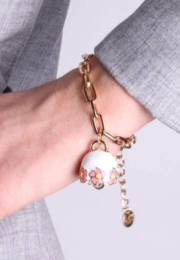 AMO CAPRI BRACCIALE CATENA CAMPANA BIANCA FIORI