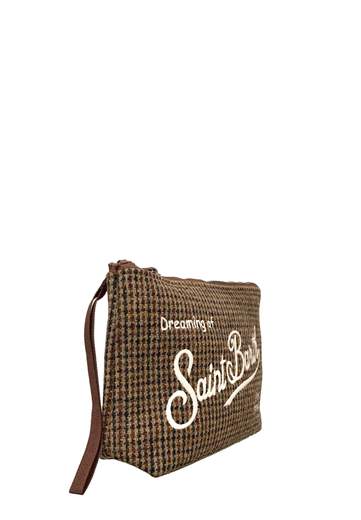 SAINT BARTH POCHETTE ALINE WOOL PIED DE POULE