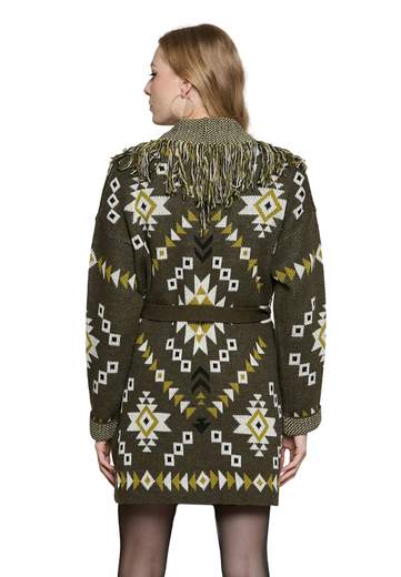 RELISH CARDIGAN ROTTERDAM CON CINTURA E FRANGE