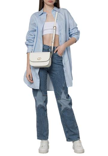 TWINSET CAMICIA CON STAMPA A RIGHE E LOGO