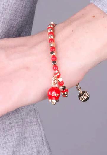 AMO CAPRI BRACCIALE SFERE CAMPANA ROSSA
