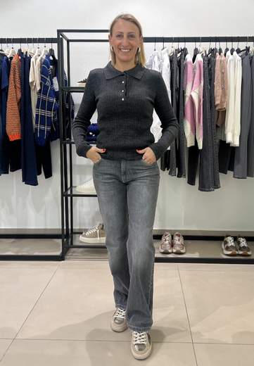 HAVEONE POLO A COSTINA CON BOTTONI STRASS