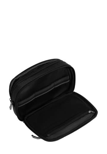 PIQUADRO POCHETTE IN PELLE E TESSUTO