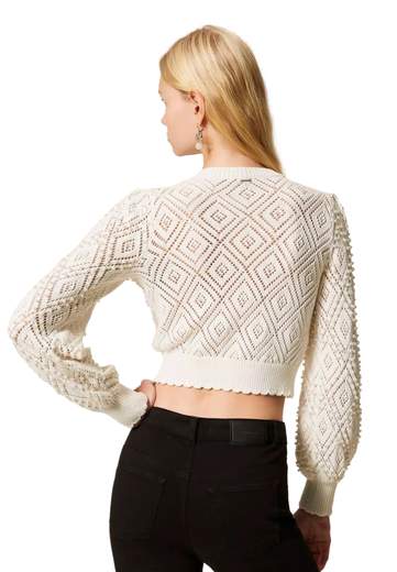 TWINSET CARDIGAN A LOSANGHE CON PERLE