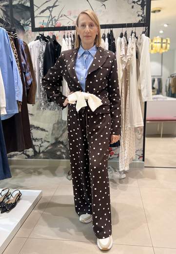 MOTEL PANTALONE PALAZZO CON ELASTICO IN VITA A POIS