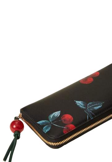 TWINSET PORTAFOGLI ZIP AROUND CHERRIES ALL OVER