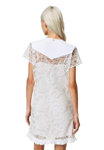 TWINSET ACTITUDE ABITO CORTO IN ORGANZA RICAMATA