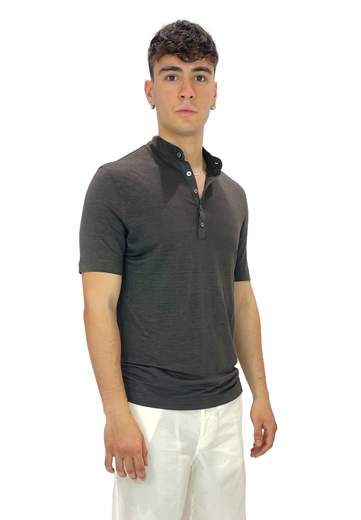 FILIPPO DE LAURENTIIS CAMICIA COREANA MANICA CORTA IN LINO