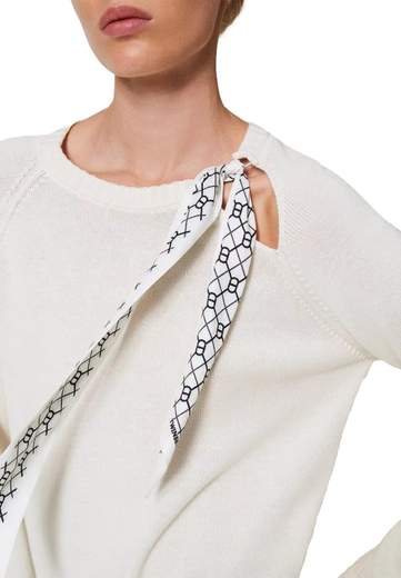 TWINSET MAGLIA CON FOULARD LOGATO