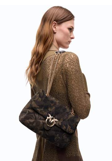 PINKO BORSA LOVE PUFF CLASSIC SUEDE CAMOUFLAGE
