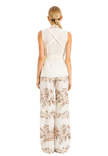 TWINSET PANTALONI IN POPELINE DI COTONE STAMPATO